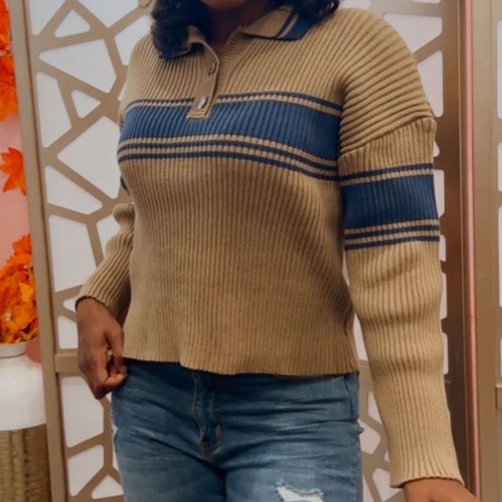 Striped Ribbed Knit Sweater